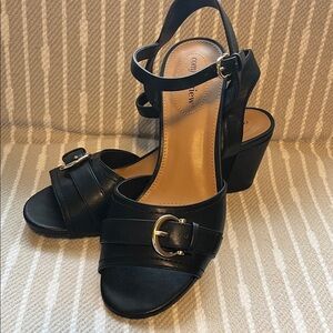 Comfortview Black Strappy Heels 9.5 Wide